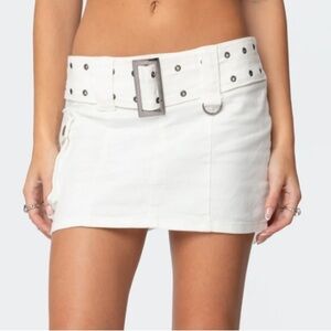Edikted White Belted Mini Skirt